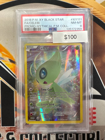 2016 Pokemon Black Star Celebi Full Art XY111 Promo Mythical Pokemon Collection PSA 8