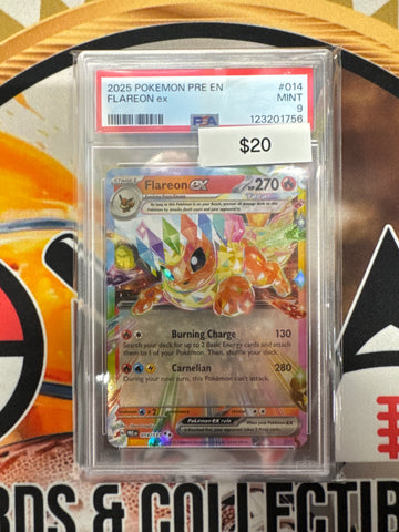 2025 Pokémon Prismatic Evolutions Flareon Ex 014/131 PSA 9