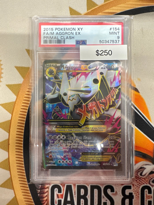 Pokémon M Aggron EX Full Art Primal Clash 154/160 PSA 9