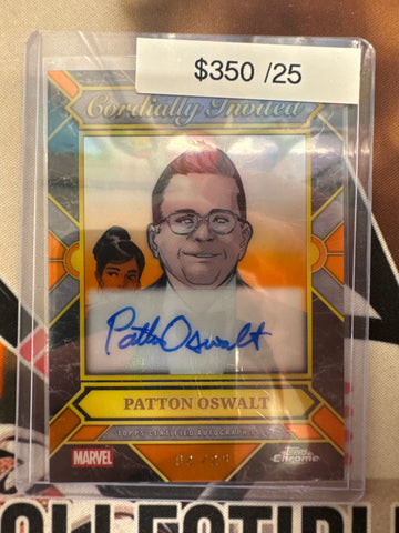 2026 Topps Chrome Marvel Patton Oswalt Cordially Invited Autograph Card Orange Refractor /25