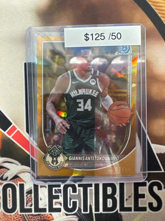 2025 Bowman Chrome Basketball Sapphire Giannis Antetokounmpo Gold Refractor /50