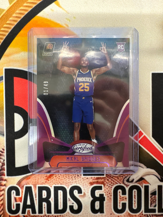 2018-19 Panini Certified NBA Mikal Bridges Rookie Purple Refractor /49