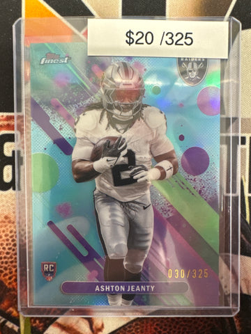 2025 Topps Finest NFL Ashton Jeanty Rookie Common Aqua Refractor /325