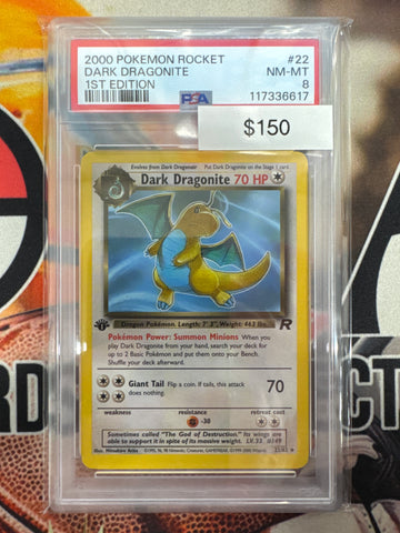 Pokémon Dark Dragonite 1st Edition 22/82 Non-Holo PSA 8