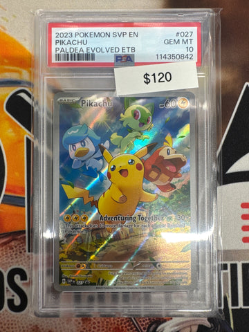 Pokémon Pikachu Paldea Evolved ETB Promo 027 PSA 10
