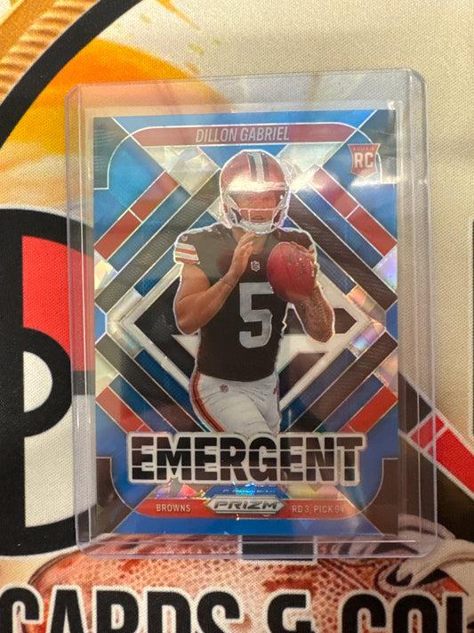 2025 Panini Prizm NFL Dillon Gabriel Rookie Emergent Blue Cracked Ice /99