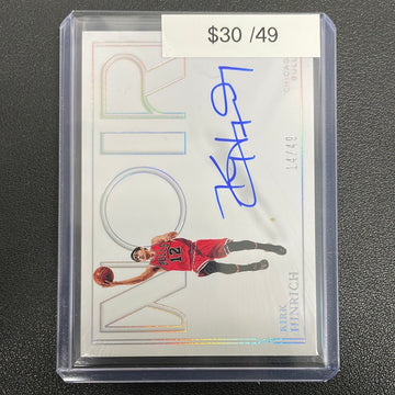 2020-21 Panini Noir Kirk Hinrich Auto /49