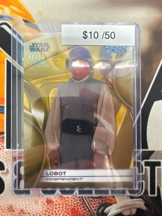 2025 Topps Chrome Star Wars Black Lobot Gold Refractor /50