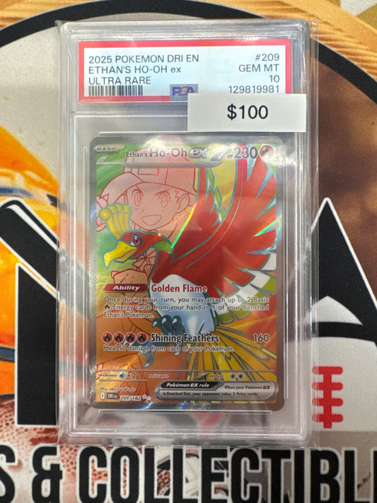 2025 Pokemon Destined Rivals Ethan’s Ho-Oh Ex 209/182 Ultra Rare PSA 10