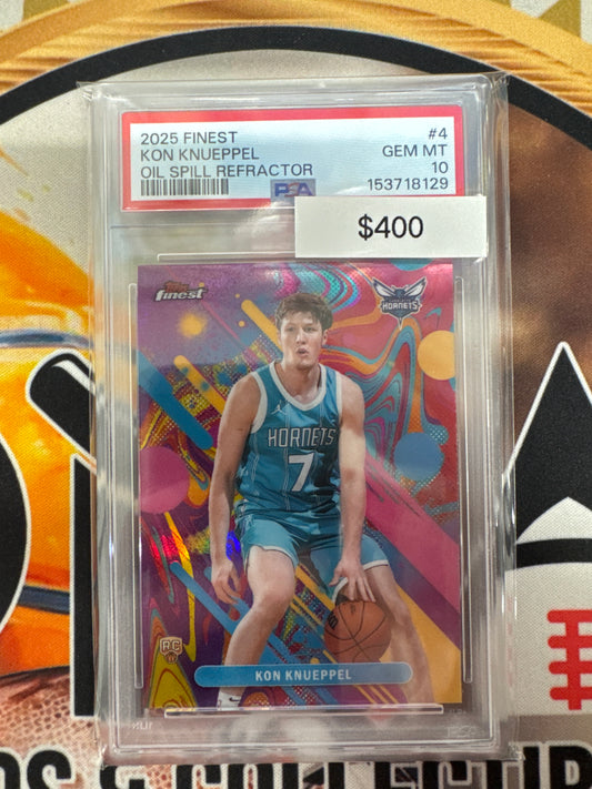 2025-26 Topps Finest NBA Kon Knueppel Oil Spill Refractor PSA 10