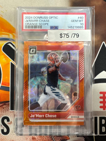 2024 Panini Donruss Optic NFL Ja’Marr Chase Orange Scope /79 PSA 10