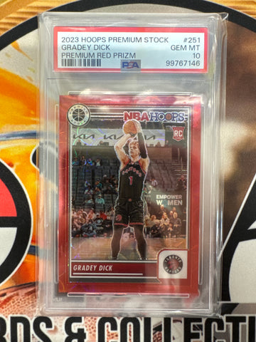 2023 Panini Hoops Premium Stock NBA Gradey Dick Premium Red Prizm Rookie /88 PSA 10