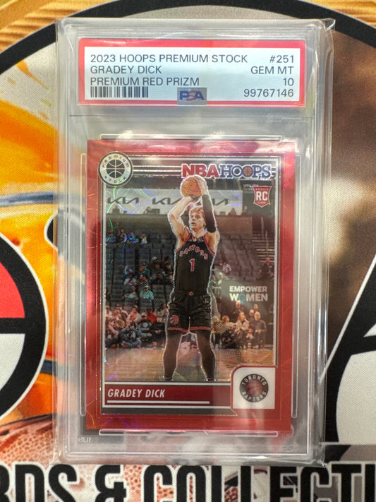 2023 Panini Hoops Premium Stock NBA Gradey Dick Premium Red Prizm Rookie /88 PSA 10