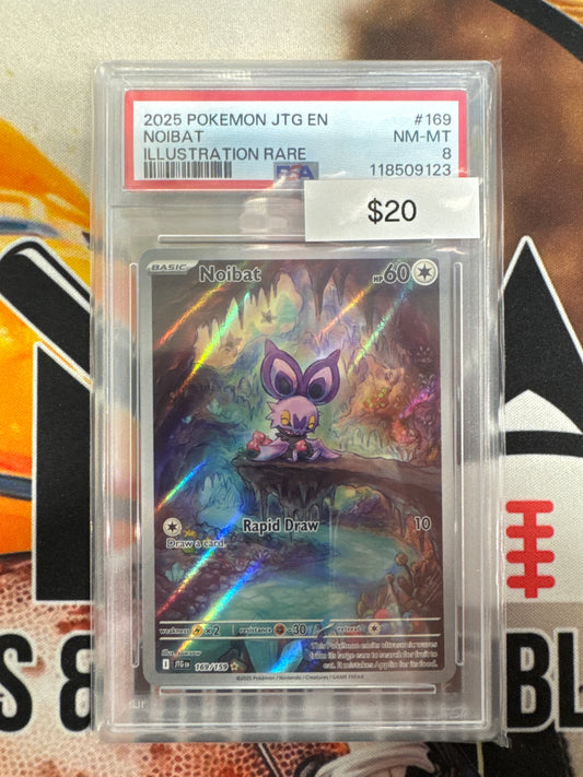 2025 Pokemon Journey Together Noibat 169/159 Illustration Rare PSA 8