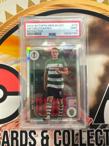 2023-24 Topps Merlin UCC Viktor Gyokeres Rookie Refractor PSA 9