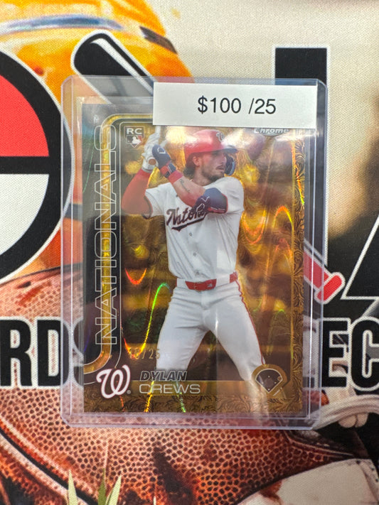 2025 Topps Chrome Gilded Collection Dylan Crews Rookie Raywave Refractor /25