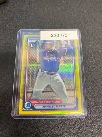 2024 Bowman Chrome Abimelec Ortiz Yellow Refractor 1st Bowman /75