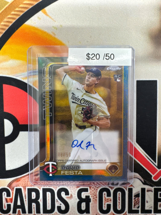 2025 Topps Gilded Collection David Festa Rookie Autograph Blue/Black Gold Etch /50