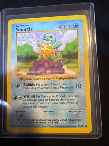Pokémon Shadowless Squirtle Non-Holo Base Set 63/102