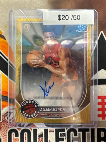 2026 Topps Bowman Chrome Basketball Alijah Martin Rookie Gold Shimmer Autograph /50