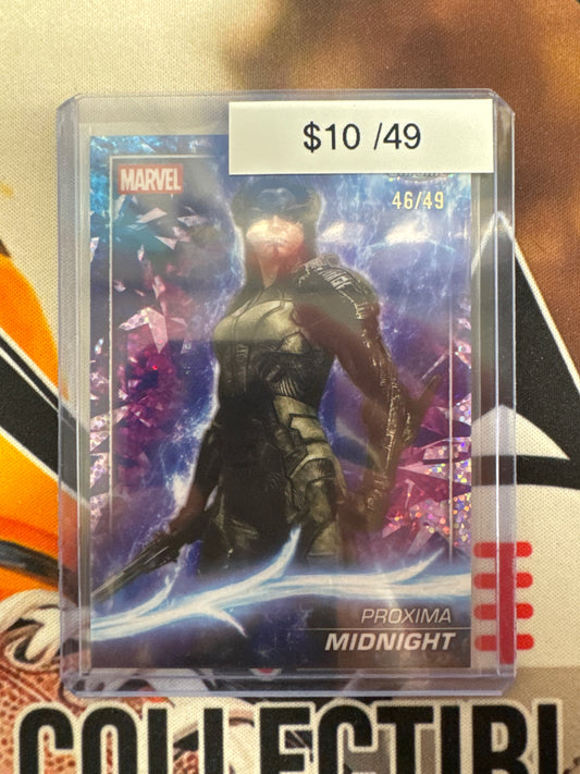 2025 Topps Chrome Marvel Studios Proxima Midnight Ms. Marvel Speckle Refractor /49
