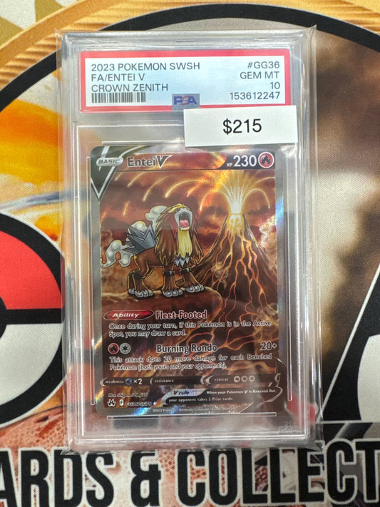 2023 Pokemon SWSH Full Art Entei V Crown Zenith GG36/GG70 PSA 10