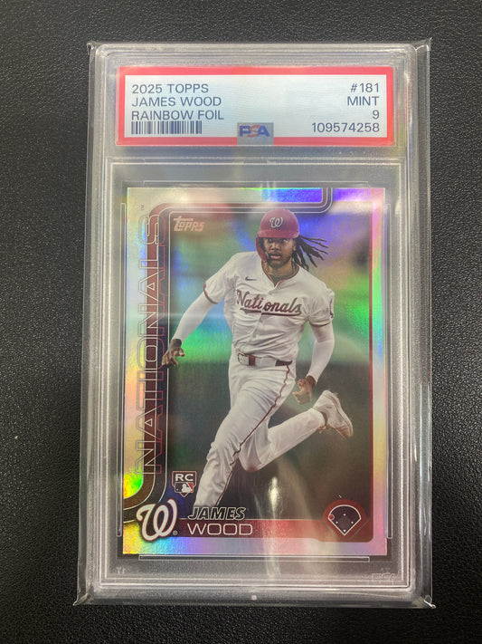 2025 Topps Series 1 James Wood Rookie Rainbow Foil PSA 9