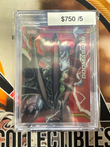 2026 Topps Chrome Marvel Doomasaur Clawed Chrome Red Refractor /5