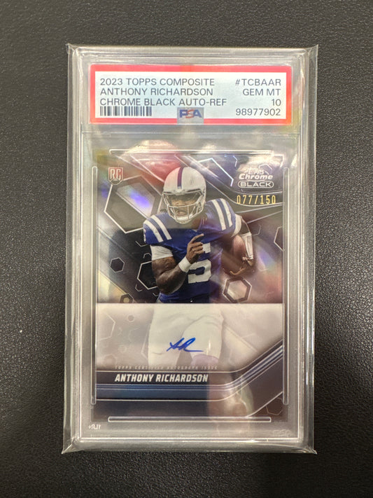 2023 Topps Composite Anthony Richardson Rookie Chrome Black Autograph Refractor /150 PSA 10
