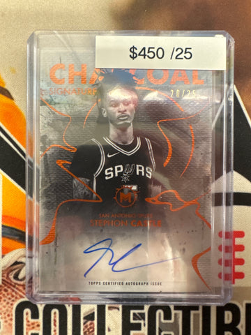 2026 Topps Motif Basketball Stephon Castle Charcoal Signatures Orange Refractor /25