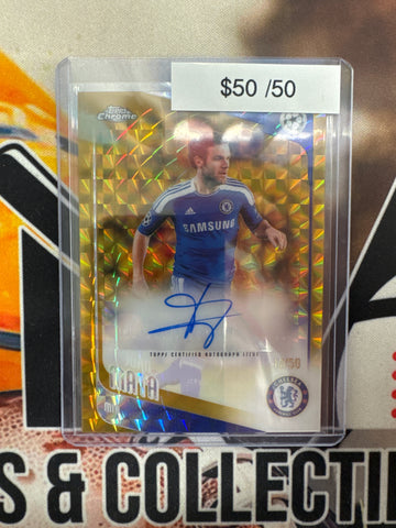 2025-26 Topps Chrome Champions League Juan Mata Gold Geometric Refractor /50