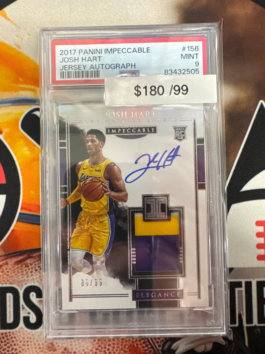 2017 Panini Impeccable NBA Josh Hart Rookie Jersey Autograph /99 PSA 9