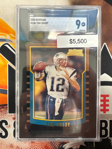 2000 Topps Bowman Football Tom Brady Rookie Card SGC 9