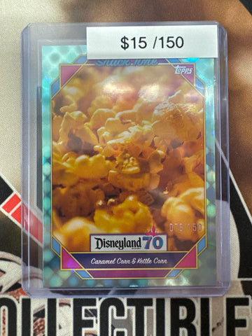 2025 Topps Disneyland 70th Anniversary Carmel Corn & Kettle Corn Teal Refractor /150
