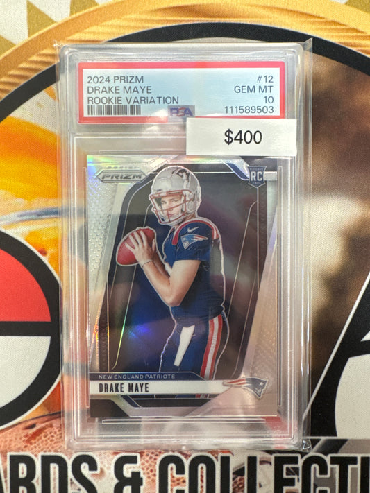 2024 Panini Prizm NFL Drake Maye Rookie Variation Silver Prizm PSA 10