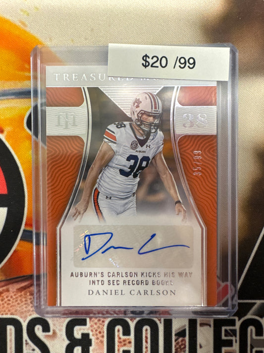 2022 Panini National Treasures Collegiate Daniel Carlson Treasured Moments Autograph /99