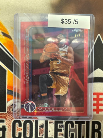 2026 Topps Chrome NBA CJ McCollum Red Wave Refractor /5