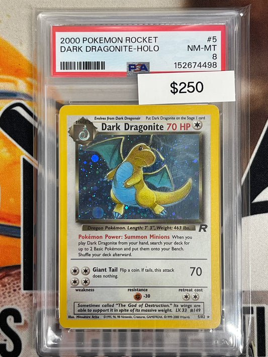Pokémon Dark Dragonite Holo Team Rocket 5/82 PSA 8