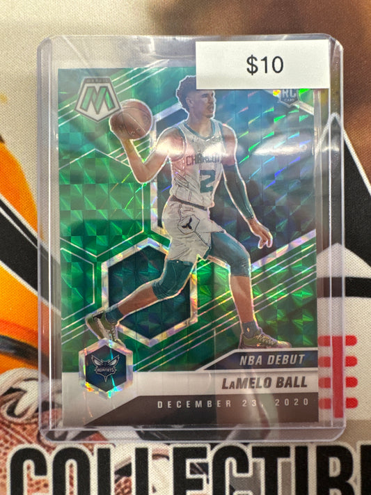 2020-21 Panini Mosaic NBA LaMelo Ball Rookie NBA Debut Reactive Green Mosaic