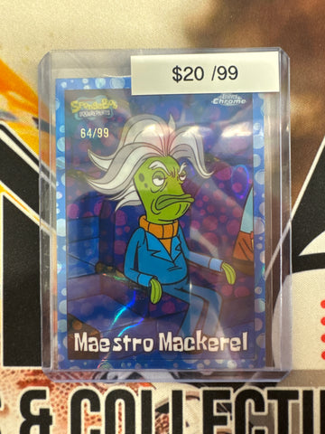 2025 Topps Chrome SpongeBob Maestro Mackerel Blue Bubble Refractor /99