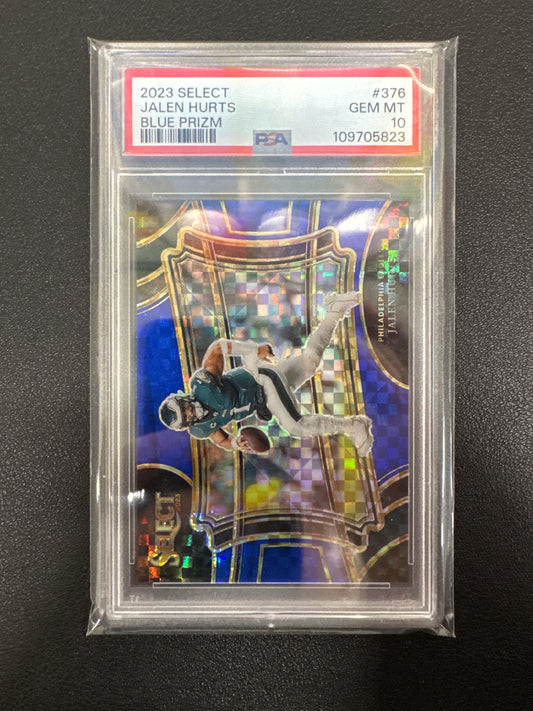 2023 Panini Select NFL Jalen Hurts Blue Prizm /49 PSA 10