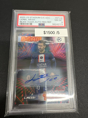 2022-23 Stadium Club Chrome Lionel Messi auto /5 PSA 8