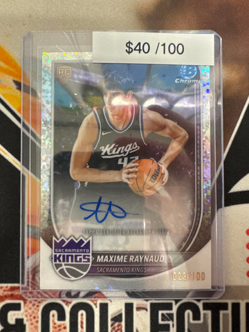 2025-26 Topps Bowman Chrome Basketball Maxime Raynaud Rookie Autograph Speckle Refractor /100
