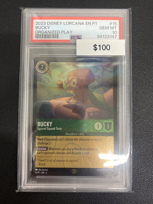 Disney Lorcana P1 Organized Play Bucky PSA 10