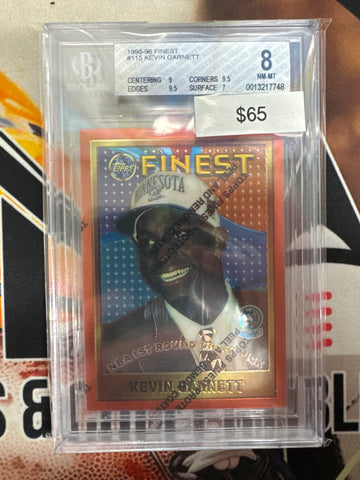 1995-96 Topps Finest NBA Kevin Garnett 1st Round Draft Pick BGS 8