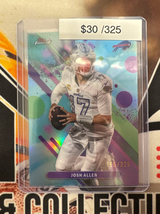2025 Topps Finest NFL Josh Allen Common Aqua Refractor /325