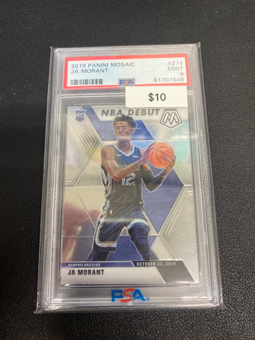 2019 Panini Mosaic NBA Debut Ja Morant Rookie PSA 9