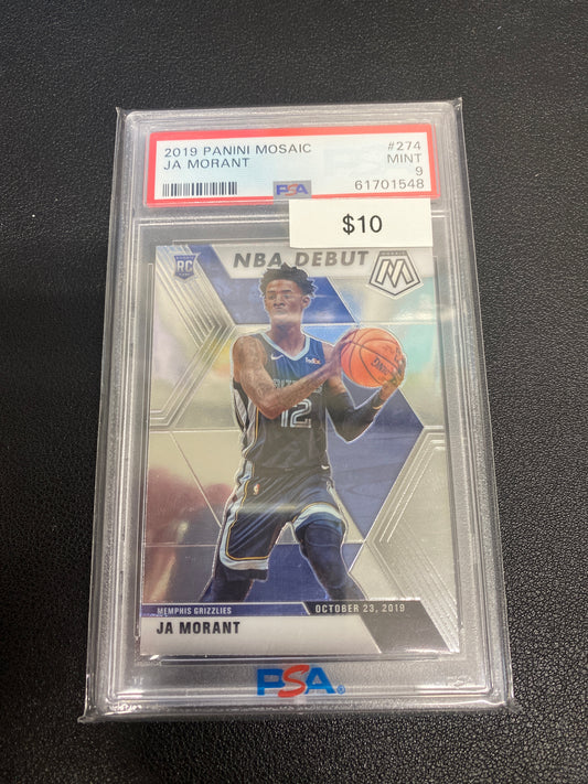 2019 Panini Mosaic NBA Debut Ja Morant Rookie PSA 9