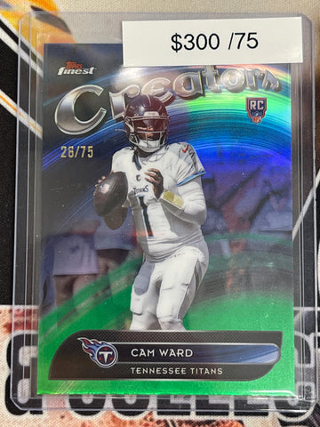 2025 Topps Finest Football Cam Ward Green Creators Rookie /99