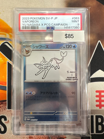 Pokémon Japanese Vaporeon Yu Nagaba X PCG Campaign 063/SV-P PSA 9